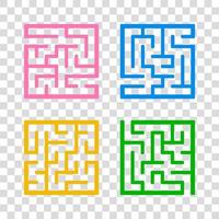 en uppsättning labyrinter. spel för barn. pussel för barn. labyrintkonst. vektor illustration.