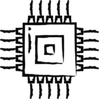 Zentralprozessor Chip Hand gezeichnet Vektor Illustration