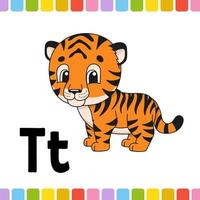 djur alfabetet. zoo abc. tecknade söta djur isolerade på vit bakgrund. för barns utbildning. lära sig bokstäver. vektor illustration.