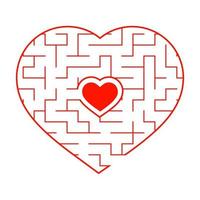 röd hjärtformad labyrint. spel för barn och vuxna. pussel för barn. labyrintkonst. platt vektorillustration isolerad på vit bakgrund. kärlek sök koncept. vektor