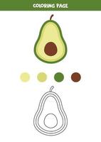 Farbe süße Cartoon Avocado. Arbeitsblatt für Kinder. vektor