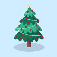 Weihnachten Baum mit Dekorationen auf ein blau, Weihnachten Baum mit Star vektor
