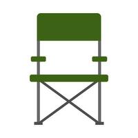 Grün falten Angeln Stuhl Camping Symbol im eben Stil isoliert auf Weiß Hintergrund. Vektor Illustration
