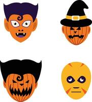 anders Halloween Maske mit gruselig Karikatur Design. Vektor Illustration Satz.