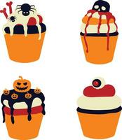 einstellen von anders Halloween Cupcake. im gespenstisch Karikatur Design. isoliert Vektor