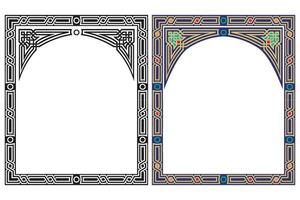 Jahrgang traditionell realistisch schwarz und Farbe Frames einstellen auf Weiß Hintergrund isoliert Vektor Illustration