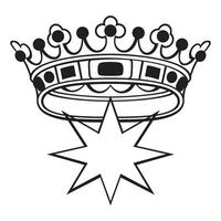 silhuett ikon av skön prinsessa krona på vit bakgrund vektor