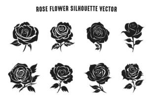 Rose Blume Silhouette Vektor Satz, Rose Blumen Clip Art bündeln