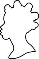 Frauen Symbol im Linie. isoliert auf elegant Silhouetten mit anders Frisuren. Symbol von afrikanisch amerikanisch schön weiblich Gesicht im Profil. Vektor zum Apps und Webseite