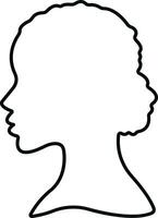 Frauen Symbol im Linie. isoliert auf elegant Silhouetten mit anders Frisuren. Symbol von afrikanisch amerikanisch schön weiblich Gesicht im Profil. Vektor zum Apps und Webseite