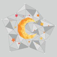 Mond und Sterne minimalistische Kunst. Raum im geometrischen Stil auf grauem Hintergrund vektor