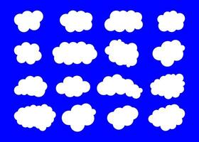 Wolke einstellen isoliert auf Blau Hintergrund. Vektor Illustration