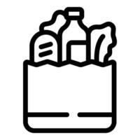 Tasche mit Essen Symbol Gliederung Vektor. Lebensmittelgeschäft Verkauf Geschäft vektor