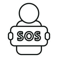 SOS Banner Symbol Gliederung Vektor. Person brauchen Hilfe vektor