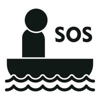 SOS Boot schwimmen Symbol einfach Vektor. Sicherheit Alarm vektor