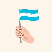 Karikatur Hand halten honduranisch Flagge, isoliert Vektor Design.