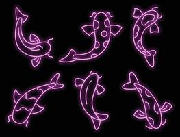 Koi-Karpfen-Symbole setzen Vektor-Neon vektor