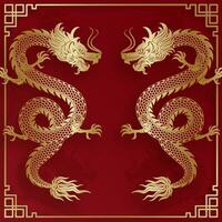 traditionell Gold Chinesisch Drachen Design vektor