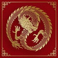 traditionell Gold Chinesisch Drachen Design vektor