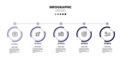 vektor cirkel tidslinje för infografik, mall för diagram, grafer, presentationer och företag begrepp diagram med 5 alternativ.