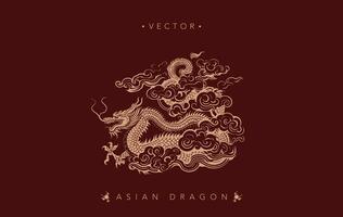 traditionell asiatisch Drachen Emblem im Vektor Stil