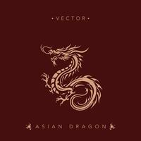 traditionell asiatisk drake vektor konst i rödbrun