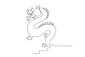 en mytologisk drake med ben och horn vektor