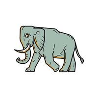 Afrikanischer Elefant, der Mono-Linien-Kunst läuft vektor