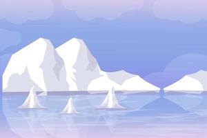 geschmolzene Gletscher, Gletscherbrocken aufgrund der globalen Erwärmung. Hintergrundillustrationsvektor vektor