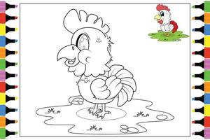 Färbung Hahn Tier Cartoon für Kinder vektor