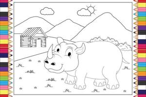 Färbung Nashorn Tier Cartoon für Kinder vektor
