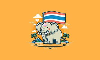 Elefant mit Thailand Flagge Vektor Maskottchen Design