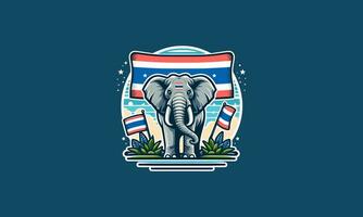 Elefant mit Thailand Flagge Vektor Maskottchen Design