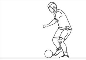 fotboll spelarkontinuerlig linje teckning vektor