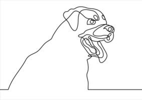 rottweiler hundkontinuerlig linje teckning vektor
