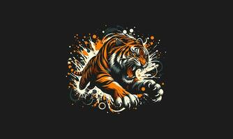 Tiger wütend Vektor Illustration eben Design