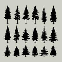 Jahrgang Bäume und Wald Silhouetten Satz, schwarz Kiefer Wald Design auf Weiß Hintergrund vektor