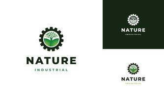 Natur Technologie Logo, Baum und Ausrüstung Maschine Vektor, Landwirtschaft Logo Vorlage Symbol, Öko Technik Logo vektor