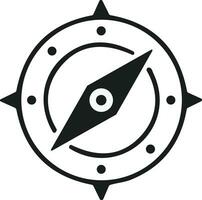 kompass ikon. svartvit navigations kompass med kardinal vägbeskrivning av norr, öster, söder, väster. geografisk placera, kartografi och navigering. vektor