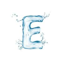 realistisch Brief e Wasser Schriftart, Englisch Alphabet vektor