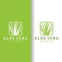 aloe vera logotyp design enkel illustration hälsa ört- växt gräs vektor