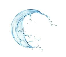 vatten Vinka stänk, flytande transparent blå virvla runt vektor