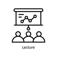 föreläsning vektor översikt ikon design illustration. företag och förvaltning symbol på vit bakgrund eps 10 fil