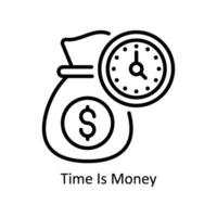 Zeit ist Geld Vektor Gliederung Symbol Design Illustration. Geschäft und Verwaltung Symbol auf Weiß Hintergrund eps 10 Datei
