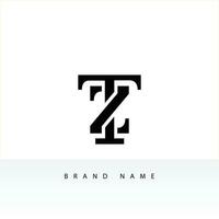 Alphabet Briefe zt oder tz Logo Symbol Monogramm vektor