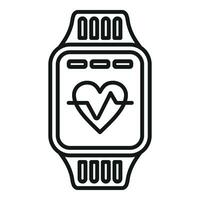 Herz Bewertung Smartwatch Symbol Gliederung Vektor. Lauf Gesundheitswesen vektor