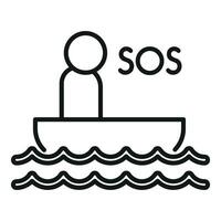 SOS Boot schwimmen Symbol Gliederung Vektor. Sicherheit Alarm vektor