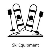 ein Linie Stil Symbol abbilden Ski Ausrüstung vektor