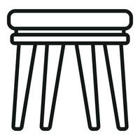 parasoll Plats möbel ikon översikt vektor. trä picknick vektor