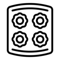 Backgeschirr Blumen- Symbol Gliederung Vektor. Silikon Küche Tablett vektor